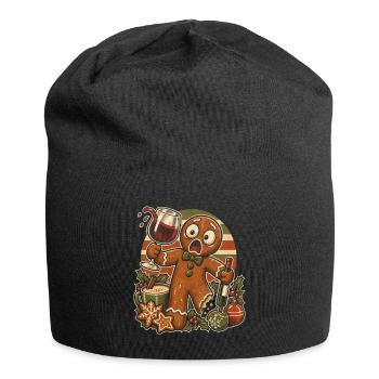 Christmas Lebkuchenmann im Weinchaos - Jersey-Beanie - Schwarz - Vorne