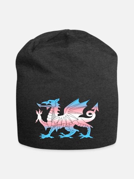 Wales Trans Flag, Baner Trans Cymru, Transgender - Jersey Beanie - charcoal grey