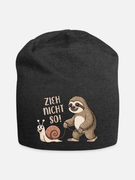 Zieh nicht so - Schnecke und Faultier - Jersey-Beanie - Anthrazit