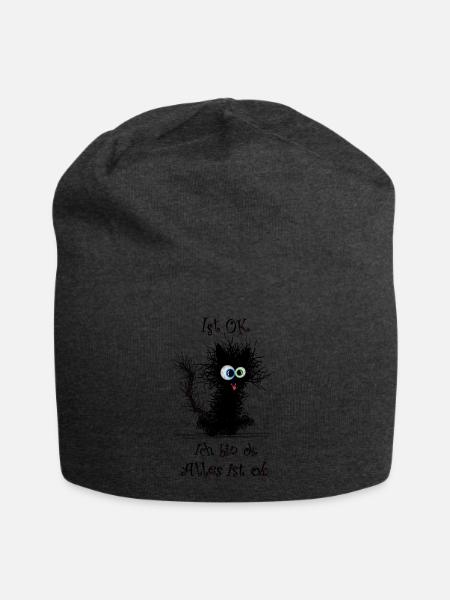 Katze Ich bin ok it`s fine - Jersey-Beanie - Anthrazit