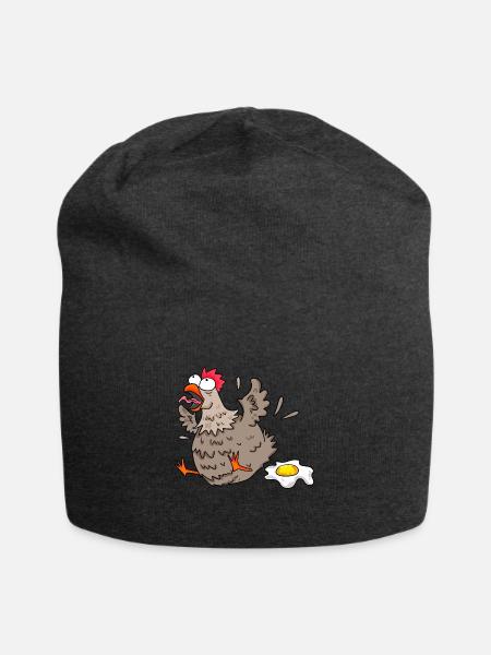 Funny chicken - Jersey Beanie - charcoal grey