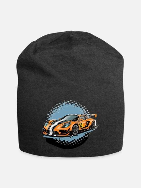 Futuristische Geschwindigkeit: Schnittiger Rennwagen in Bewegung - Jersey-Beanie - Anthrazit
