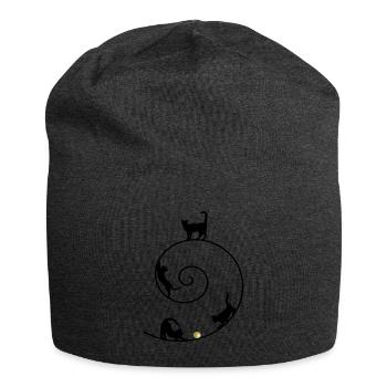 Katze Katzen Kater Kitten Cat - Jersey-Beanie - Anthrazit - Vorne