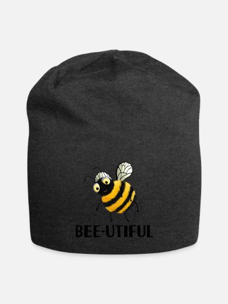 Bee-utiful - Flauschige Biene Wortspiel - Jersey-Beanie - Anthrazit