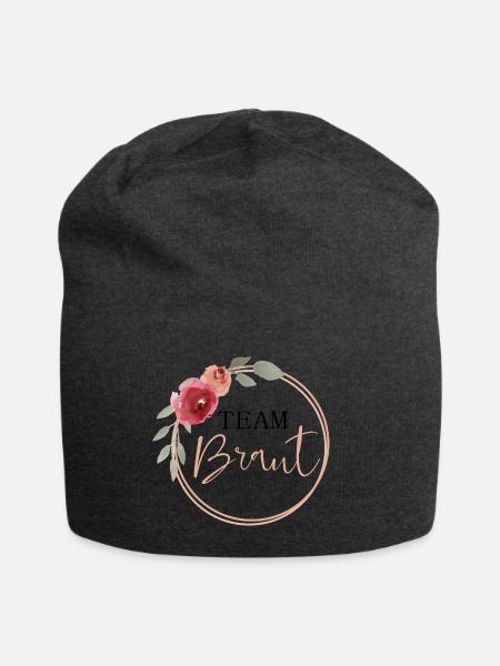 Team Braut - Vintage Blumen - Jersey-Beanie - Anthrazit