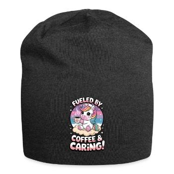 Fueled By Coffee & Caring! - Jersey Beanie - charcoal grey - Front