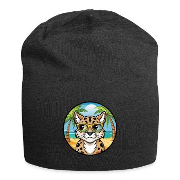 Australian Spotted Mist Cat Breed Cartoon Beach - Jersey Beanie - charcoal grey - Front