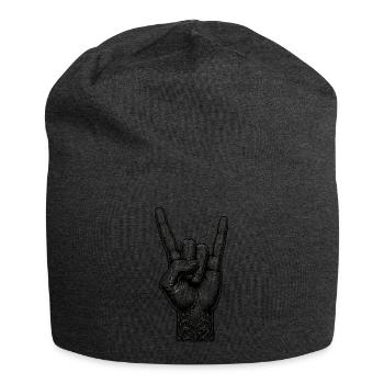 Rock on Hand with Devils Horns - Jersey Beanie - charcoal grey - Front