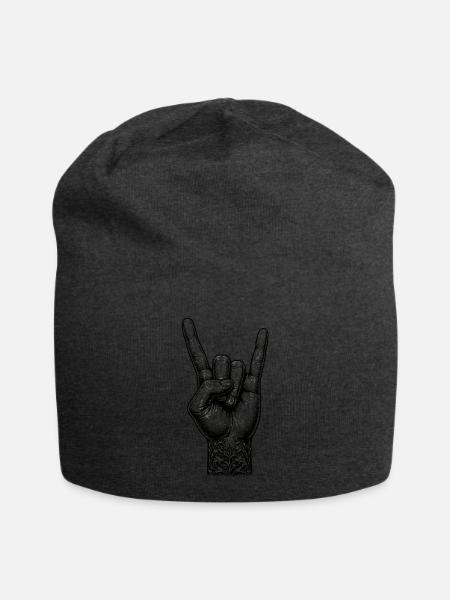 Rock on Hand mit Devils Horns - Jersey-Beanie - Anthrazit