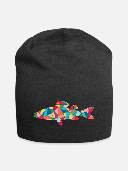 Zander Angler Fischen Herren Kinder Fische Angeln - Jersey-Beanie - Anthrazit
