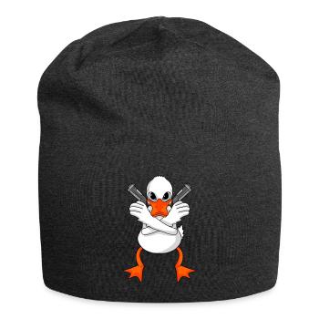 Ente mit Pistole - Jersey-Beanie - Anthrazit - Vorne