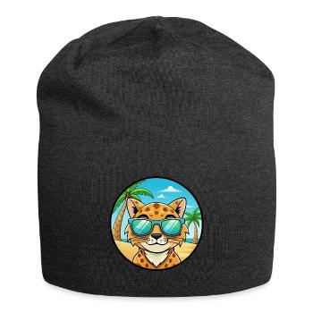 Australian Spotted Mist Cat Breed Cartoon Beach - Jersey Beanie - charcoal grey - Front