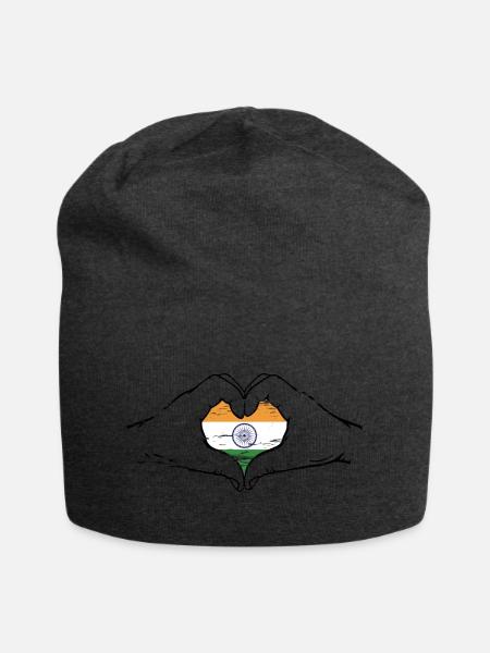 Indien Flagge Herzform used - Jersey-Beanie - Anthrazit