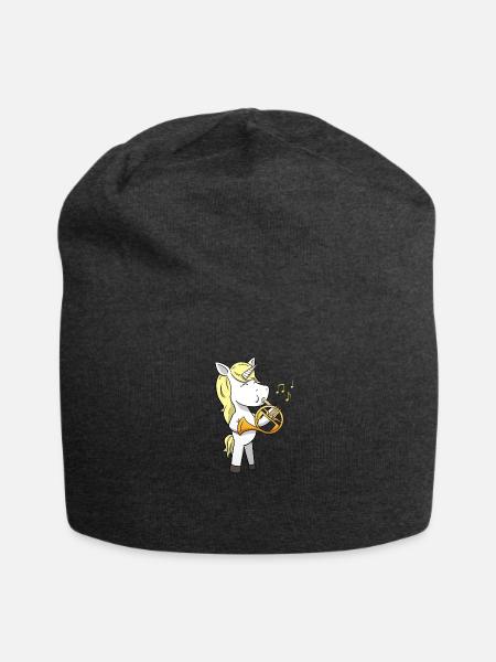Horn Einhorn Blasinstrument - Jersey-Beanie - Anthrazit