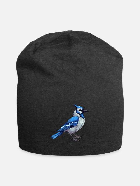 Blauer Eichelhäher Buntes Aquarell Cartoon Kawaii Tier - Jersey-Beanie - Anthrazit