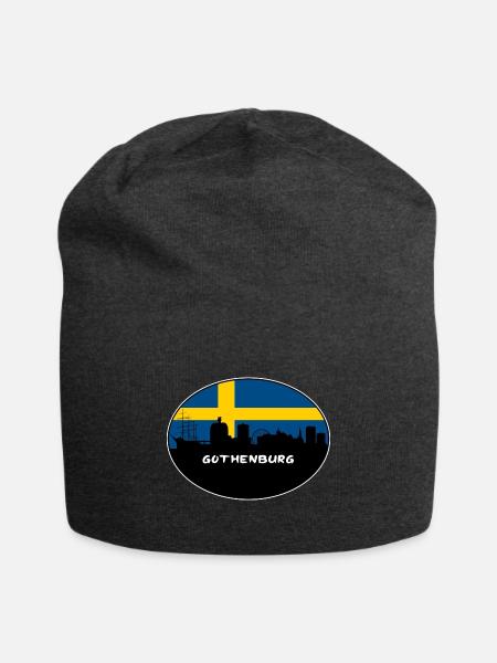 Göteborg Schweden Flagge Skyline Silhouette Reisen - Jersey-Beanie - Anthrazit