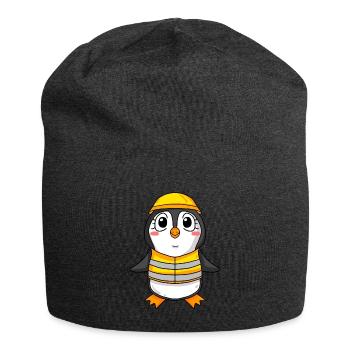 Topping out penguin house building house building gift - Jersey Beanie - charcoal grey - Front