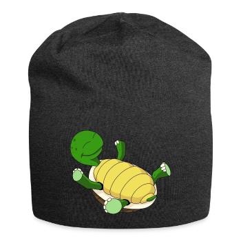 Schildkröte auf dem Rücken - Jersey-Beanie - Anthrazit - Vorne