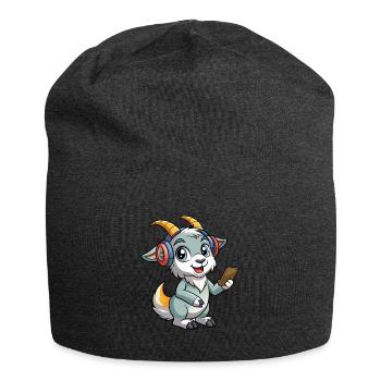 Ziege Lustige Zeichentrickfigur Kopfhörer Musik - Jersey-Beanie - Anthrazit - Vorne