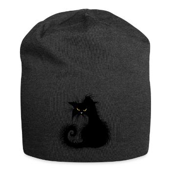 Katze Strassenkatzen Kater schwarz böse krank - Jersey-Beanie - Anthrazit - Vorne