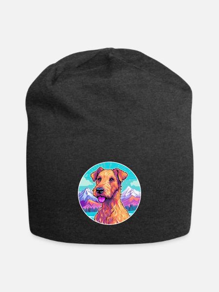 Irish Terrier Hunderasse Cartoon Kawaii Aquarell - Jersey-Beanie - Anthrazit
