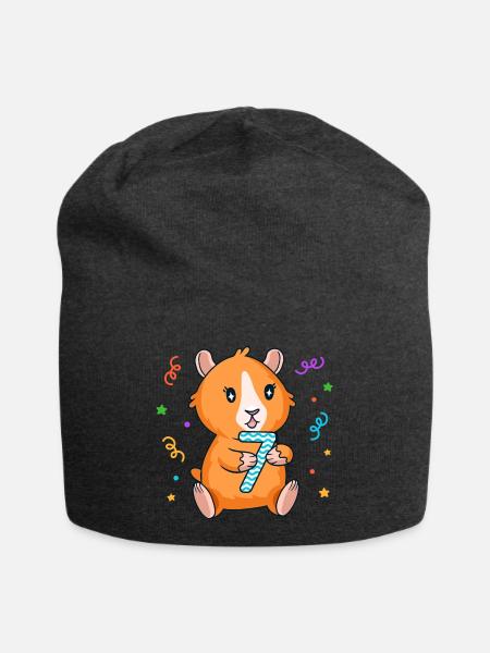 Meerschweinchen 7. Geburtstag Mädchen 7 Jahre alt - Jersey-Beanie - Anthrazit