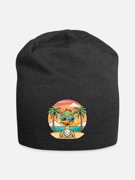 Strauß lustige Cartoon Sommer Strand Sonnenbrille - Jersey-Beanie - Anthrazit