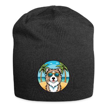 Katalanische Schäferhundrasse Cartoon Sonnenbrille Strand - Jersey-Beanie - Anthrazit - Vorne