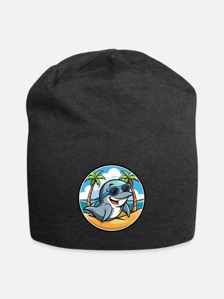 Delfin Lustige Cartoon Sommer Strand Sonnenbrille Cool - Jersey-Beanie - Anthrazit