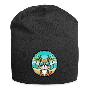 Hantilly Tiffany Cat Breed Cartoon Sunglass Beach - Jersey Beanie - charcoal grey - Front