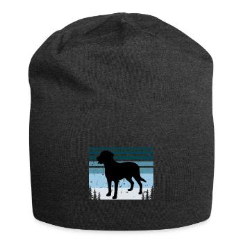 Großer Schweizer Sennenhund Silhouette Retro Sonnenuntergang - Jersey-Beanie - Anthrazit - Vorne