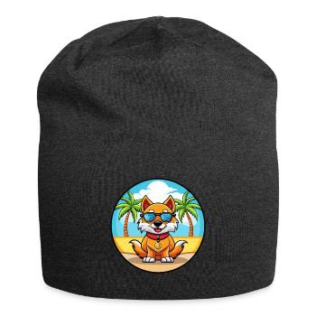 Chinese Imperial Dog Breed Cartoon Sunglass Beach - Jersey Beanie - charcoal grey - Front