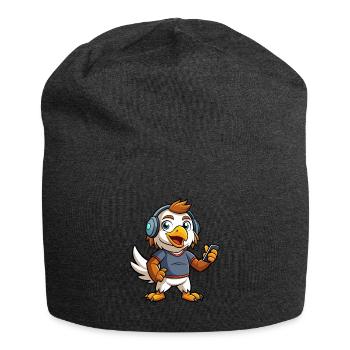 Adler Lustige Zeichentrickfigur Kopfhörer Musik - Jersey-Beanie - Anthrazit - Vorne