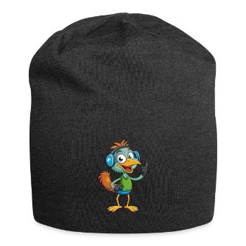 Emu Lustige Zeichentrickfigur Kopfhörermusik - Jersey-Beanie - Anthrazit - Vorne