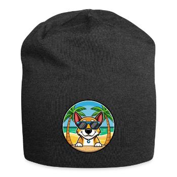 Serbischer dreifarbiger Laufhund Rasse Cartoon Strand - Jersey-Beanie - Anthrazit - Vorne