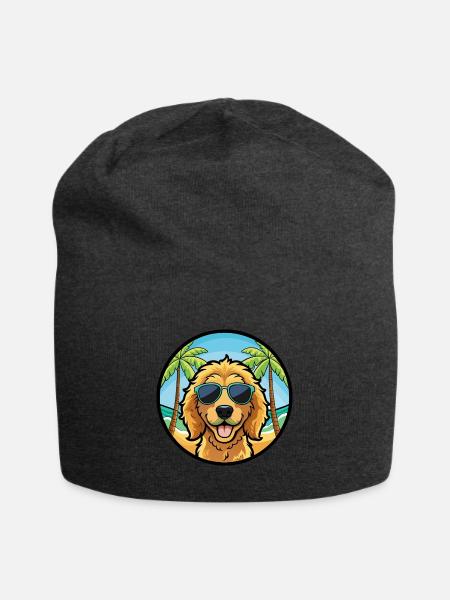 Goldendoodle Hunderasse Cartoon Sonnenbrille Strand - Jersey-Beanie - Anthrazit