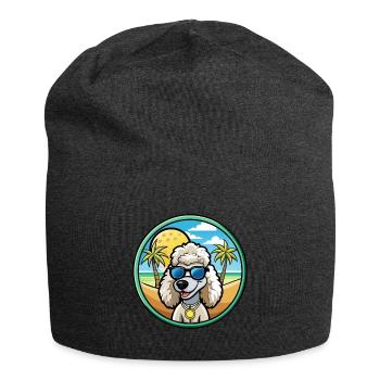 Corded Poodle Dog Breed Cartoon Sunglasses Beach - Jersey Beanie - charcoal grey - Front