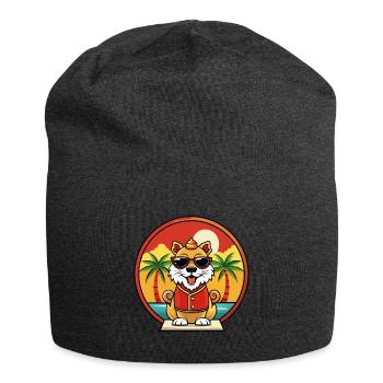 Chinese Imperial Dog Breed Cartoon Sunglass Beach - Jersey Beanie - charcoal grey - Front