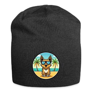 Lancashire Heeler Dog Breed Cartoon Sunglass Beach - Jersey Beanie - charcoal grey - Front