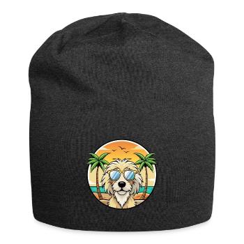 Katalanische Schäferhundrasse Cartoon Sonnenbrille Strand - Jersey-Beanie - Anthrazit - Vorne