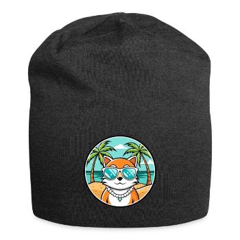 Hantilly Tiffany Cat Breed Cartoon Sunglass Beach - Jersey Beanie - charcoal grey - Front