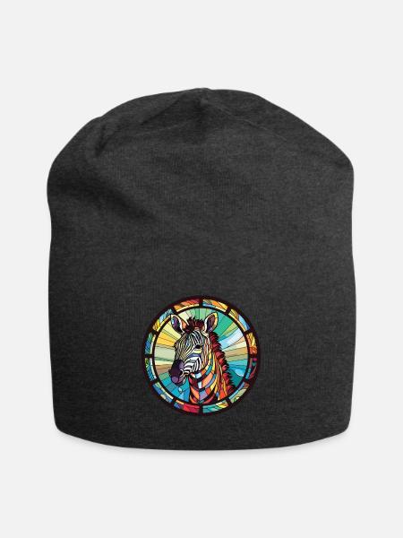 Zebra Buntes Aquarell Tier Haustier Illustration - Jersey-Beanie - Anthrazit