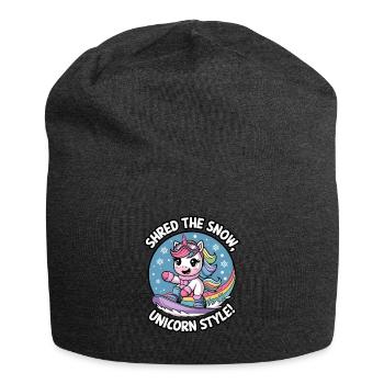 Shred The Snow, Unicorn Style! - Jersey Beanie - charcoal grey - Front