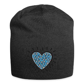Leopard Heart Burst - Jersey Beanie - charcoal grey - Front