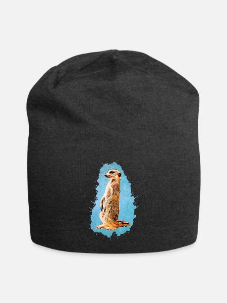 Erdmännchen - Blau - Jersey-Beanie - Anthrazit