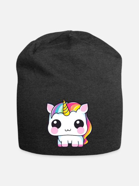 Baby Einhorn mit Regenbogen Mähne - Jersey-Beanie - Anthrazit