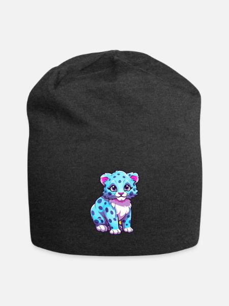 Schneeleopard Bunte Aquarell-Karikatur Kawaii An - Jersey-Beanie - Anthrazit
