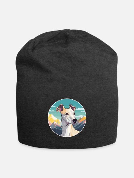 Whippet Hund Rasse Cartoon Kawaii Aquarell - Jersey-Beanie - Anthrazit