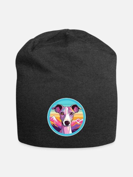 Whippet Hund Rasse Cartoon Kawaii Aquarell - Jersey-Beanie - Anthrazit