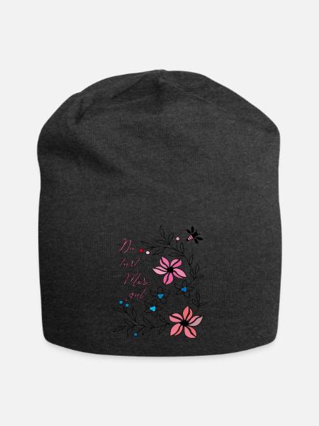du tust mir gut, Blumenranke - Jersey-Beanie - Anthrazit